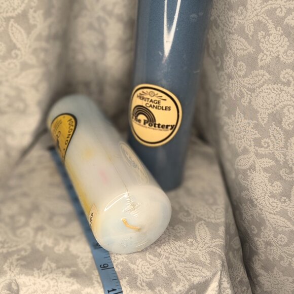 2 NWT blue pillar candles 2.5" x 8.5 ( some damage - see pictures ) - Picture 8 of 9